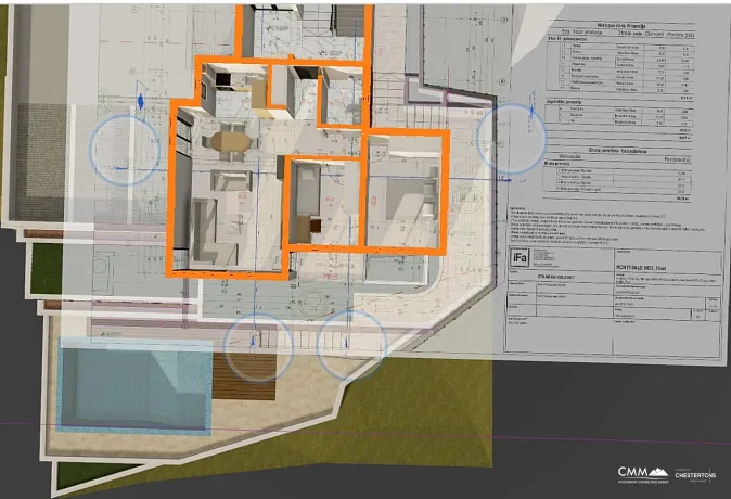 Land plot with a residential building with 8 apartments and a swimming pool in Donja Lastva